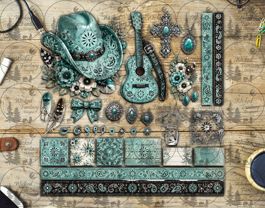 UVDTF Teal Paisley Country Element Sheet