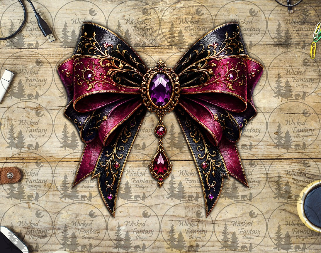 UVDTF Elven Pink and Purple Jeweled Bow