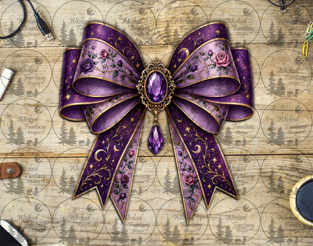 UVDTF Elven Purple Rose Jeweled Bow