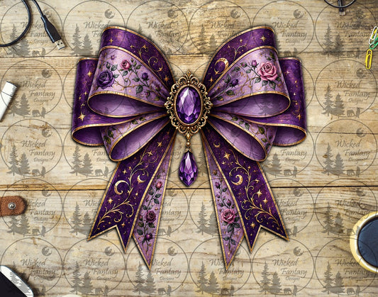 UVDTF Elven Purple Rose Jeweled Bow