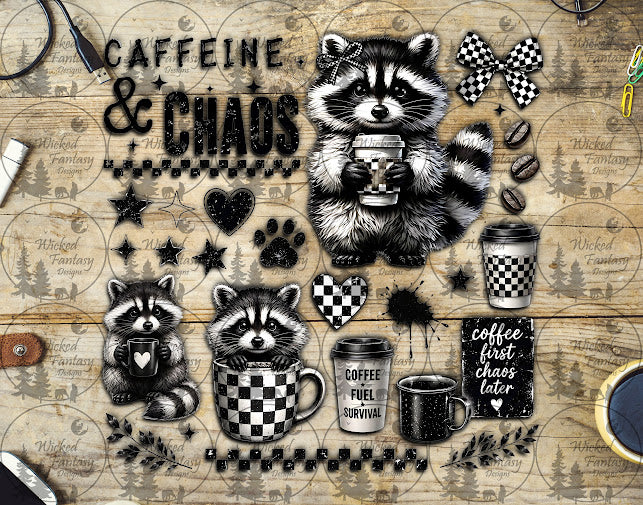 UVDTF Caffeine and Chaos Racoon 11x11" Element Sheet