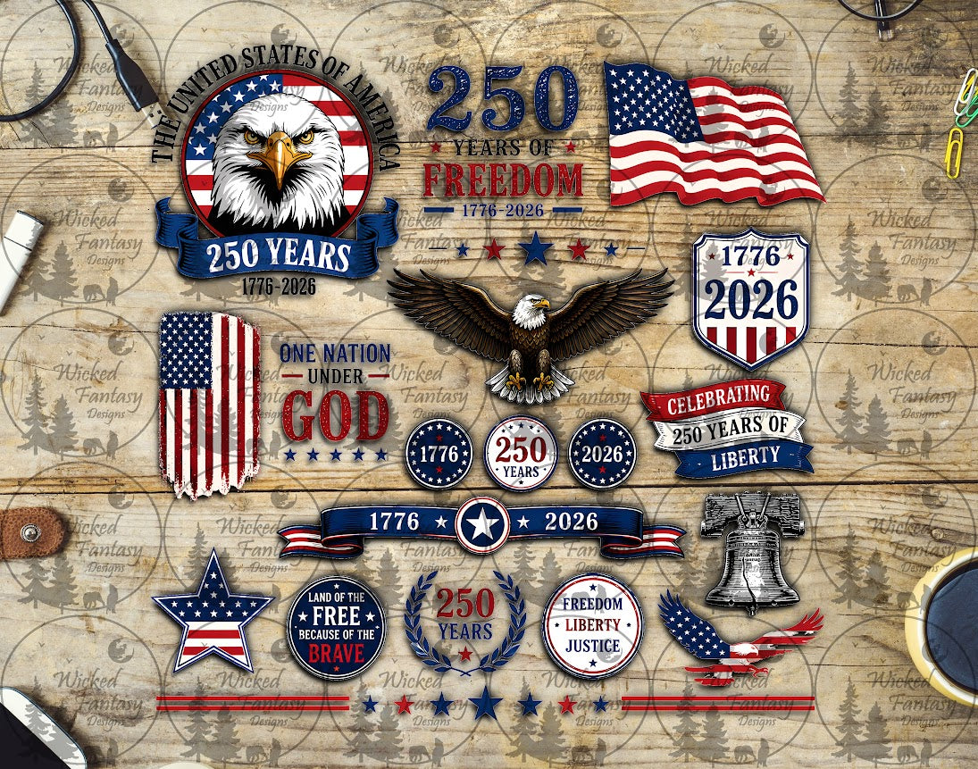 UVDTF 250 Years of Freedom 11x11"  Element Sheet