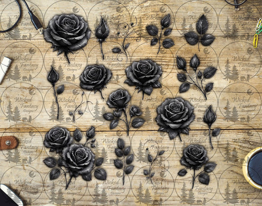 UVDTF Grey Roses Element Sheet