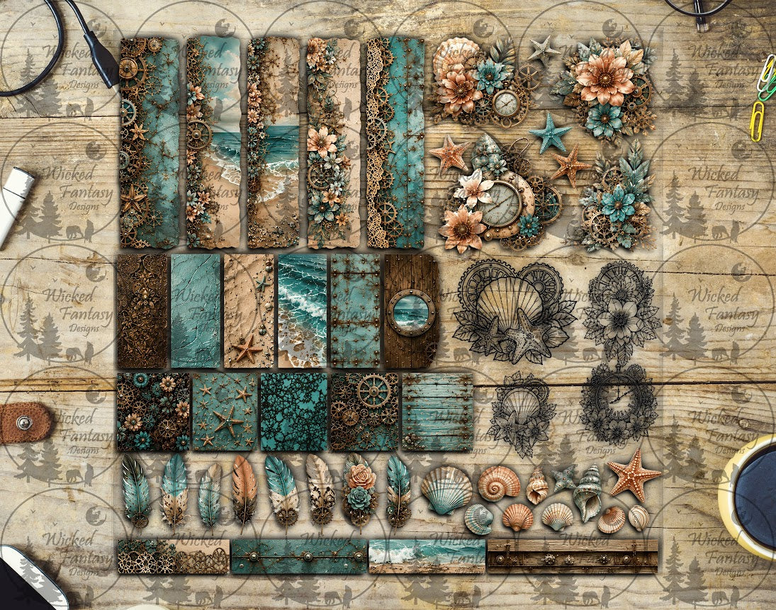 UVDTF Steampunk Coastal 12x12" Multimedia Element Sheet