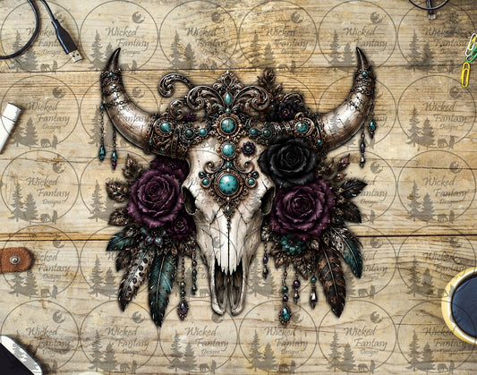 UVDTF Amethyst and Teal Cow Skull