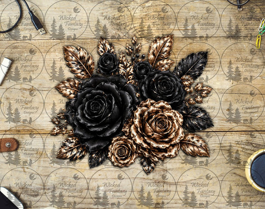 UVDTF Leopard Luxe Golden and Black Roses