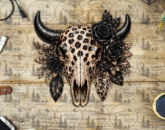 UVDTF Leopard Luxe Cow Skull and Roses