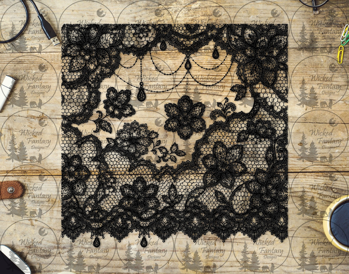 UVDTF Lace and Jewels 20oz 30oz 10"x10"