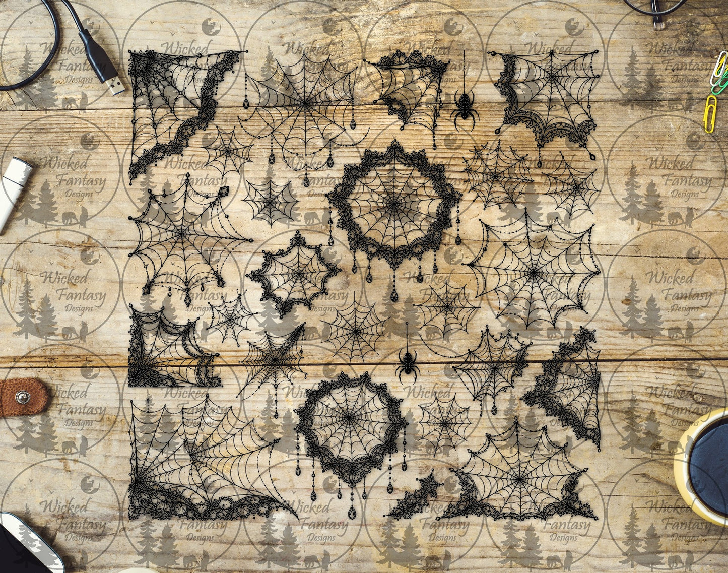 UVDTF Lace Spider Webs Filler Element Sheet