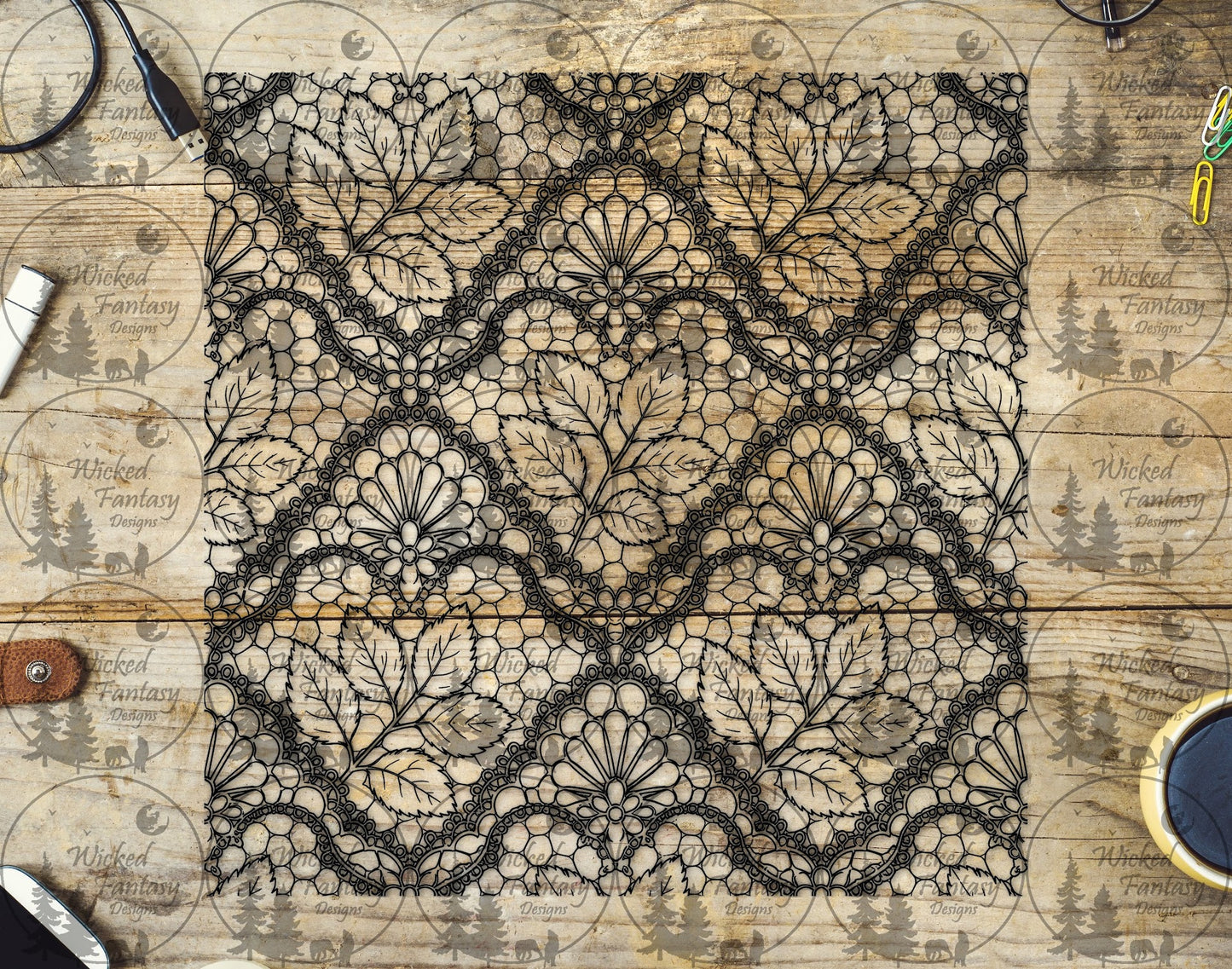 UVDTF Leaf Lace Flourish 20oz 30oz 10"x10"
