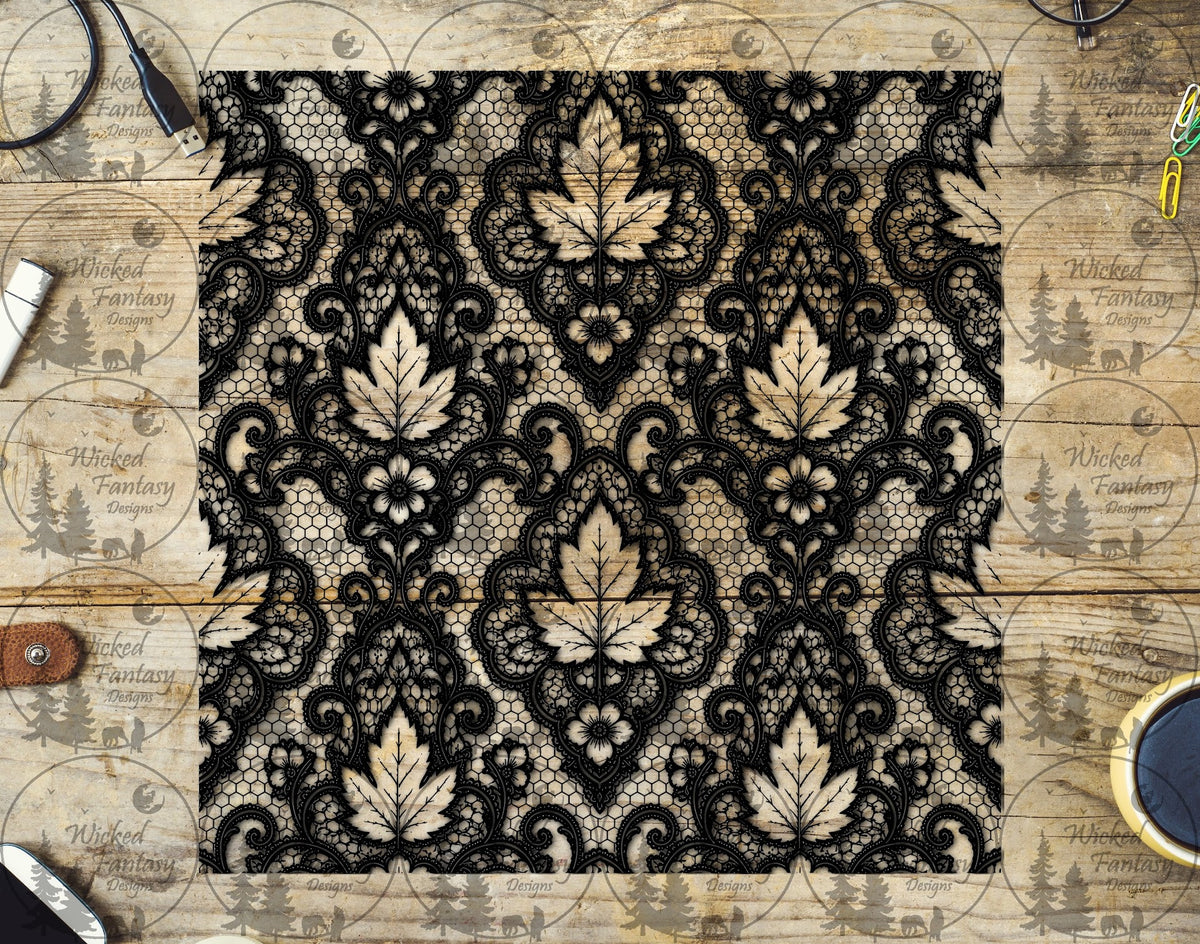 UVDTF Leaf Lace Damask 20oz 30oz 10"x10"