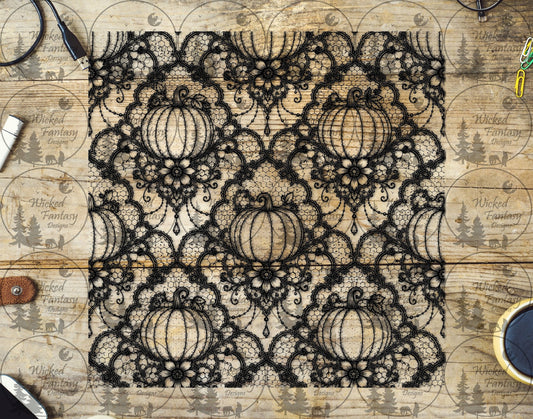 UVDTF Pumpkin Lace Damask 20oz 30oz 10"x10"