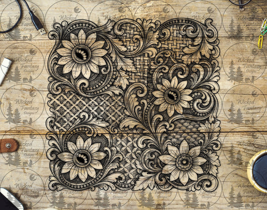 UVDTF Tooled Sunflowers 20oz 30oz 10"x10"