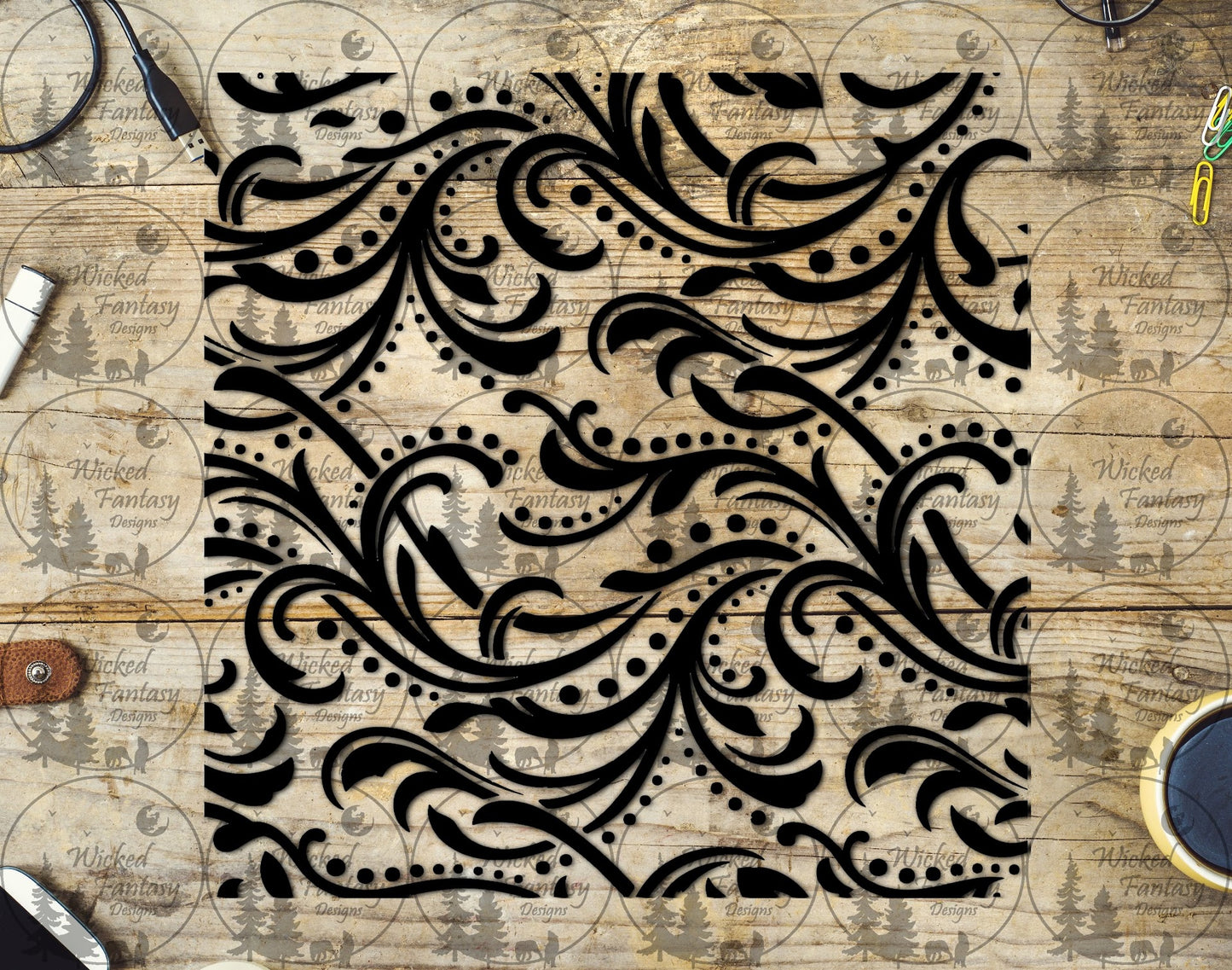 UVDTF Large Tooled Flourish 20oz 30oz 10"x10"