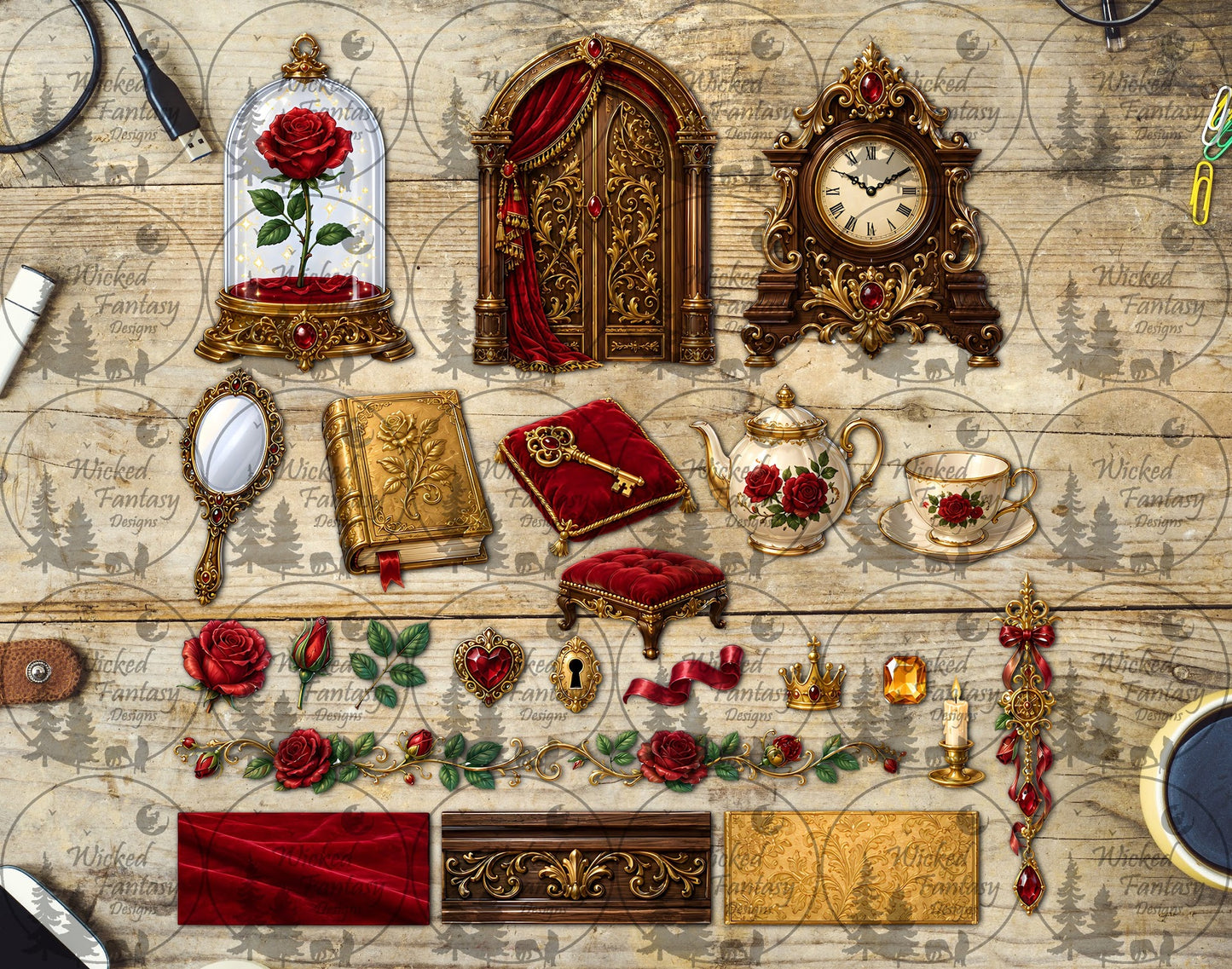 UVDTF Gilded Roses Multimedia Element Sheet