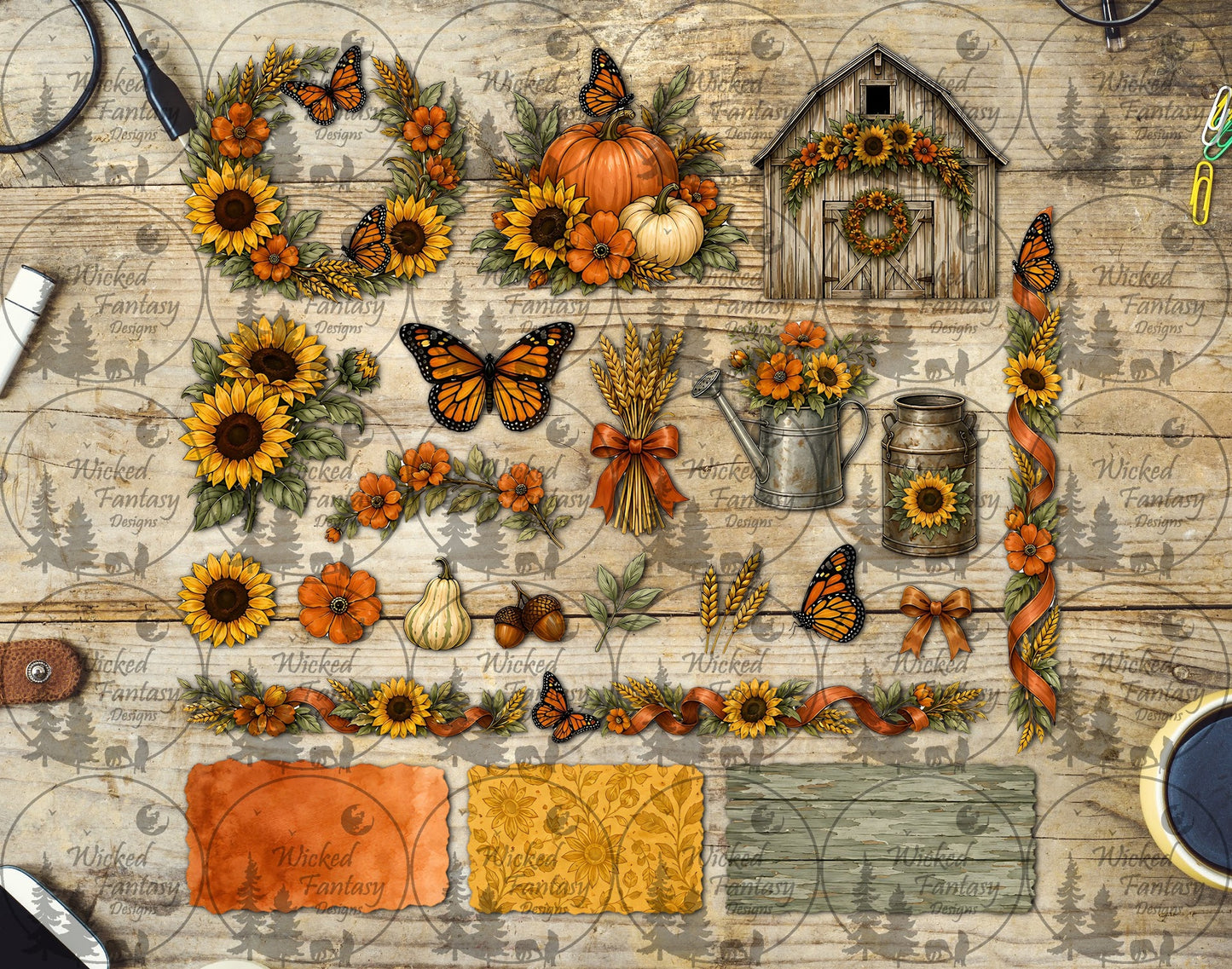 UVDTF Sunflowers and Butterflies Multimedia Element Sheet
