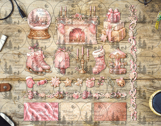 UVDTF Pearl Pink Christmas Multimedia Element Sheet