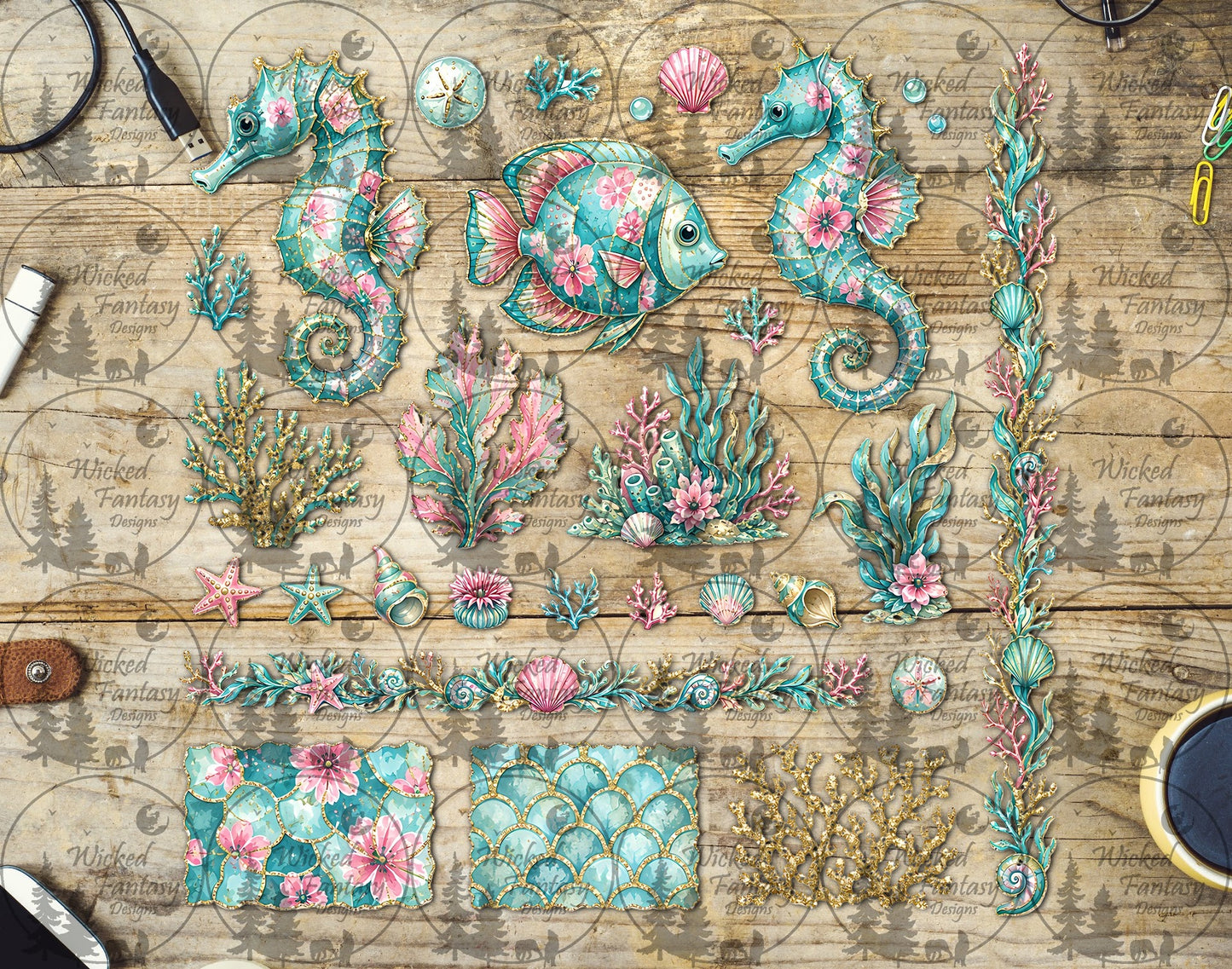UVDTF Sea Horses Multimedia Element Sheet