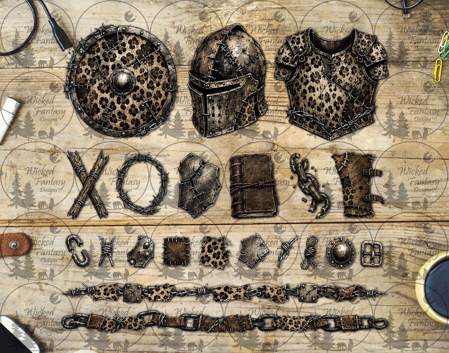 UVDTF Leopard Print Knight Multimedia Element Sheet
