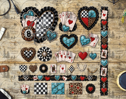 UVDTF Turquoise Queen of Hearts Multimedia Element Sheet
