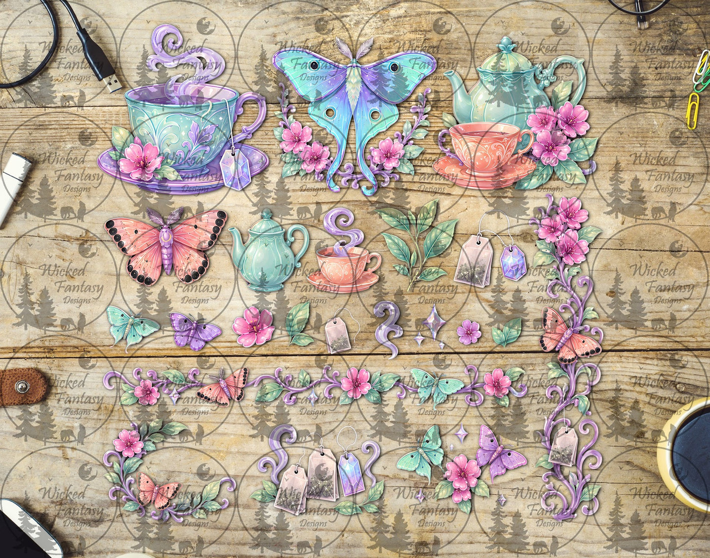 UVDTF Pastel Moth Tea Element Sheet
