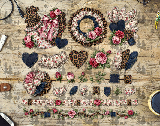 UVDTF Quilted Leopard Floral Chicken Element Sheet