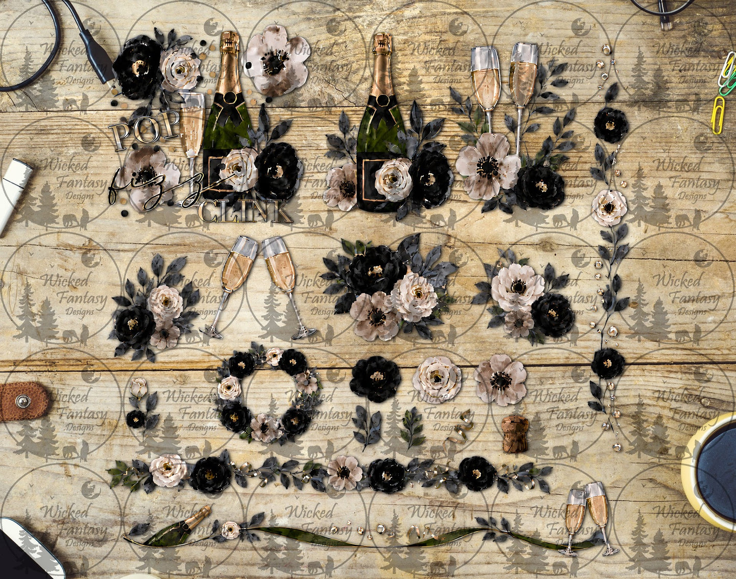 UVDTF Pop Fizz Clink Champagne Element Sheet