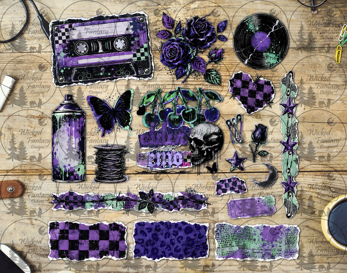 UVDTF Elder Emo Purple Grunge Multimedia Element Sheet