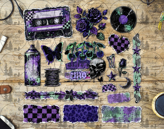 UVDTF Elder Emo Purple Grunge Multimedia Element Sheet
