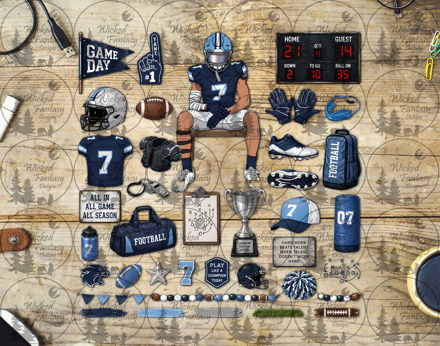 UVDTF Football Game Day Player Element Sheet Custom Colors