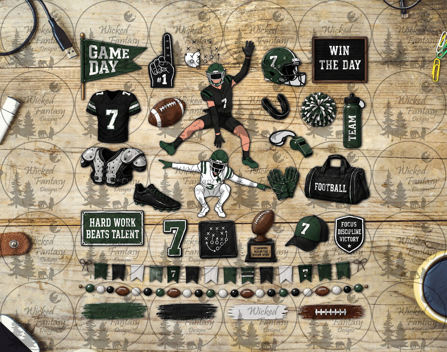 UVDTF Football Game Day Element Sheet Custom Colors