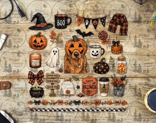 UVDTF Halloween Golden Retriever Element Sheet