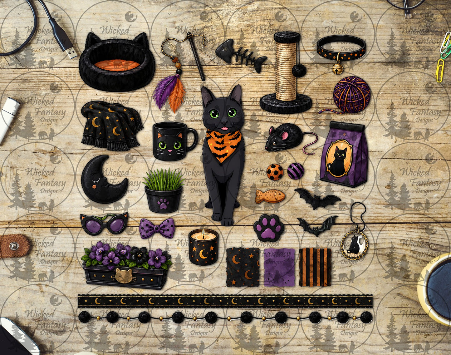 UVDTF Halloween Cat Element Sheet
