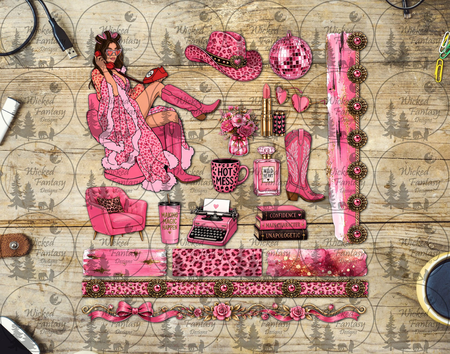 UVDTF Pink Glam Cowgirl Element Sheet