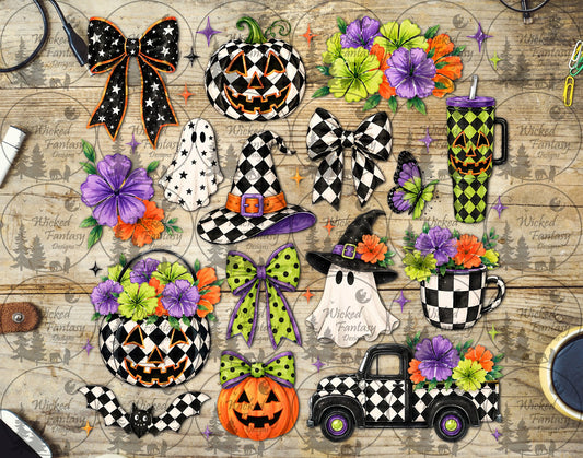 UVDTF Checkered Halloween Element Sheet