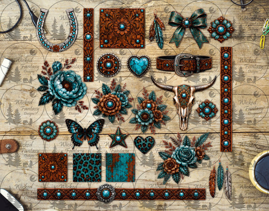 UVDTF Tooled and Turquoise Western Element Sheet