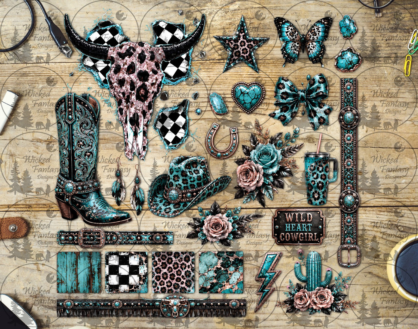UVDTF Aqua Edgy Cowgirl Western Element Sheet
