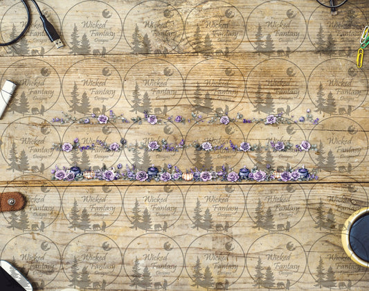 UVDTF Lilac Roses and Cauldrons Floral Border Element
