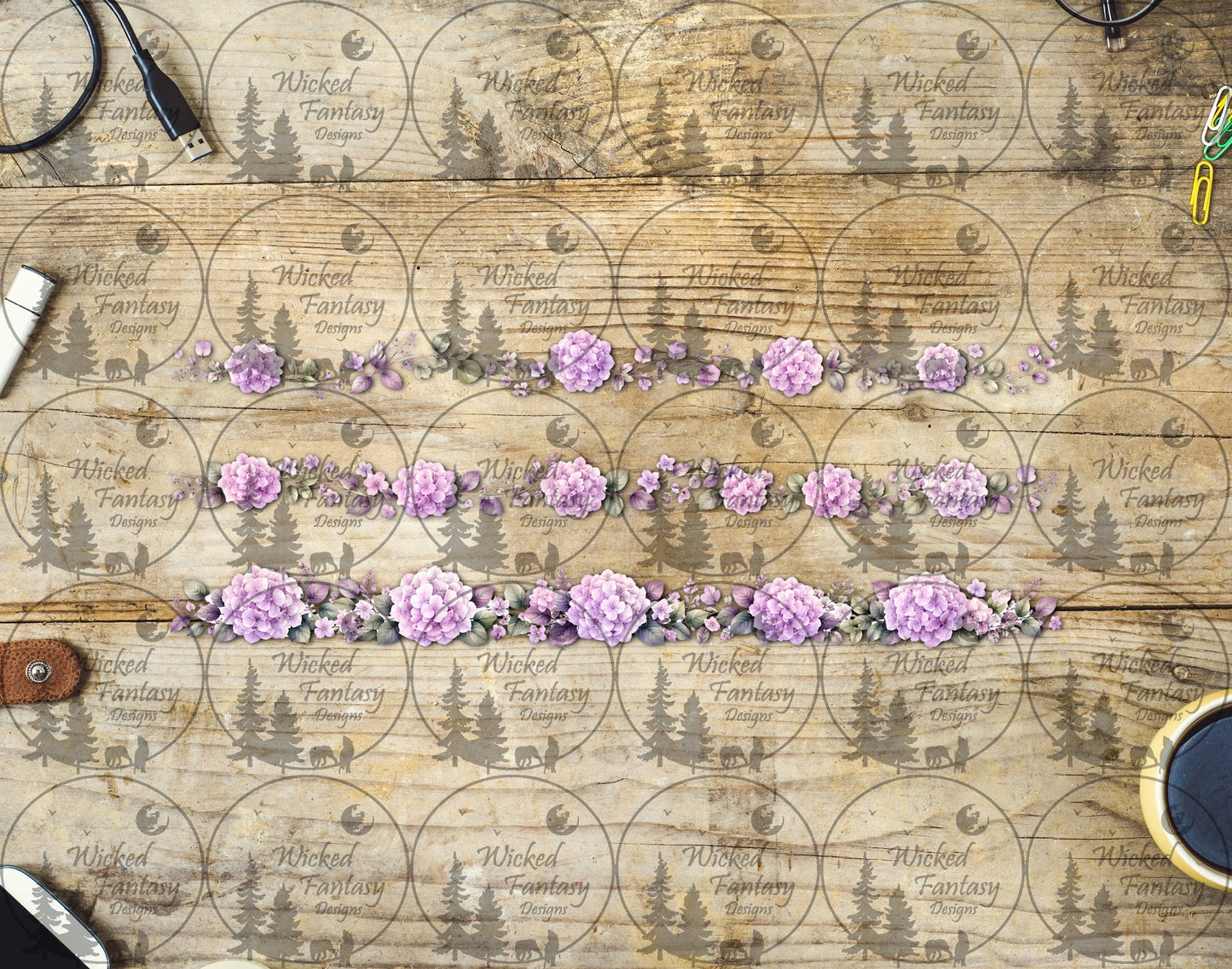 UVDTF Lavender Hydrangea Border Element