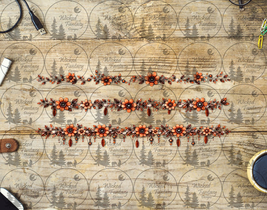 UVDTF Boho Rust Floral Border Element