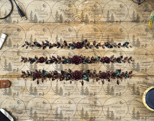 UVDTF Amethyst and Teal Floral Border Element
