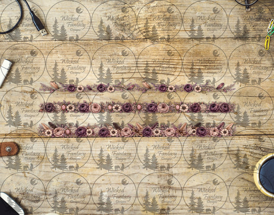 UVDTF Antique Mauve and Ivory Floral Border Element