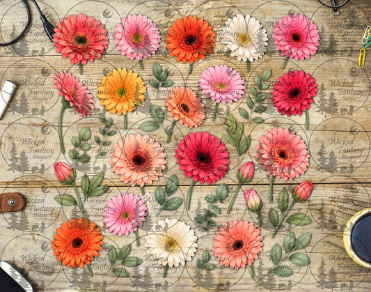 UVDTF Gerbera Daisies Element Sheet