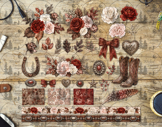 UVDTF Western Autumn Floral Multimedia Element Sheet