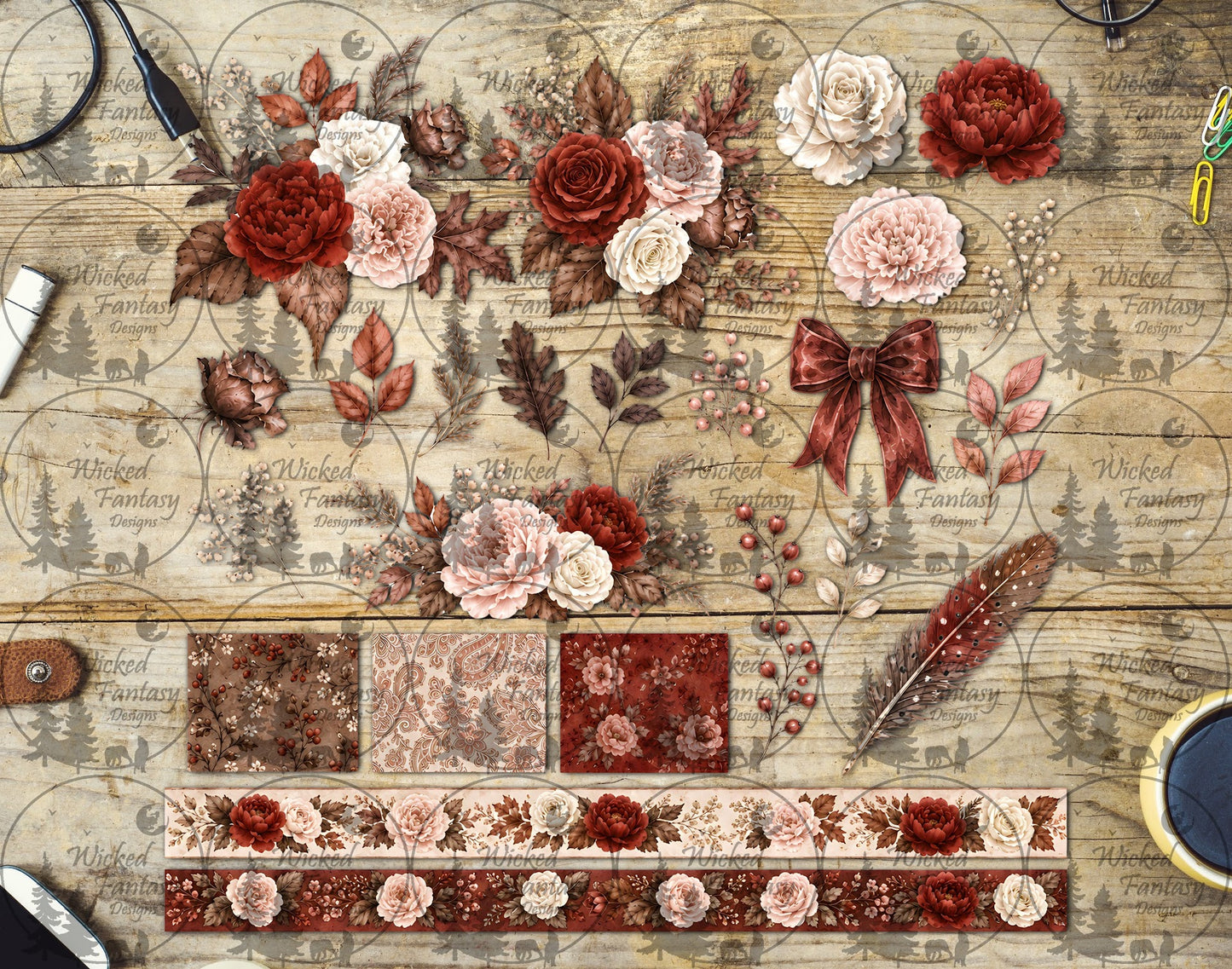 UVDTF Autumn Floral Multimedia Element Sheet