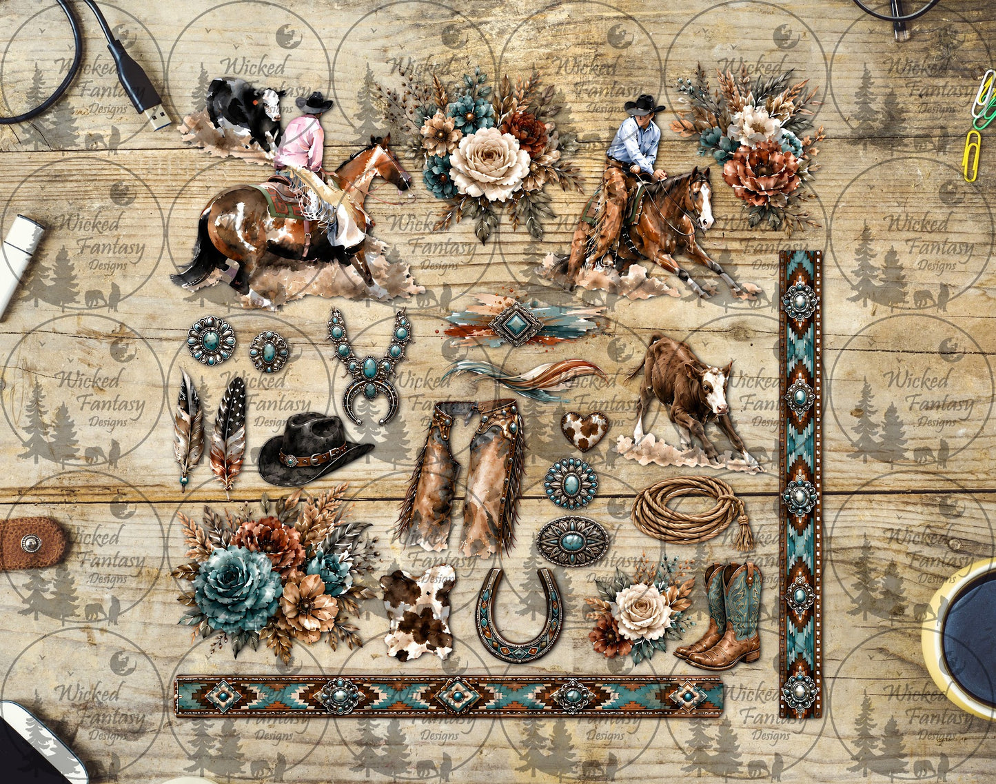 UVDTF Western Cutting Horse Element Sheet