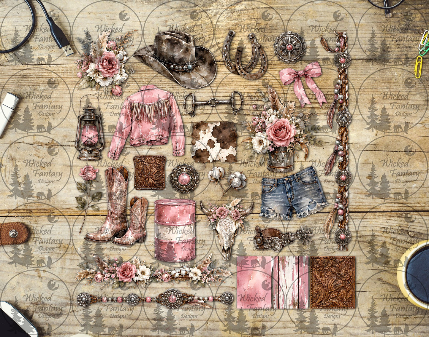 UVDTF Pink Rodeo Cowgirl Element Sheet