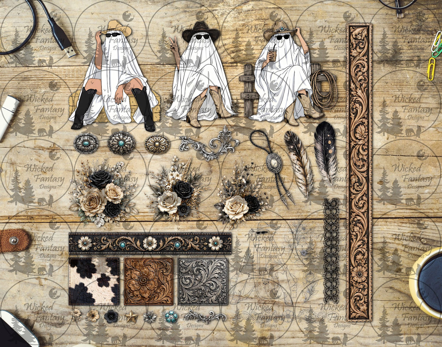 UVDTF Sheet Ghost Cowgirl Multimedia Element Sheet