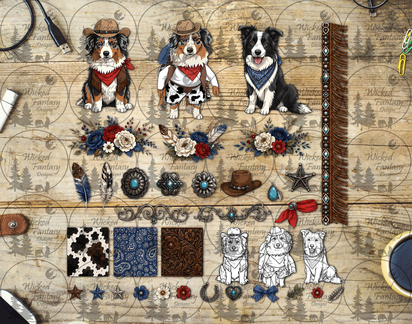 UVDTF Rodeo Dogs Multimedia Element Sheet