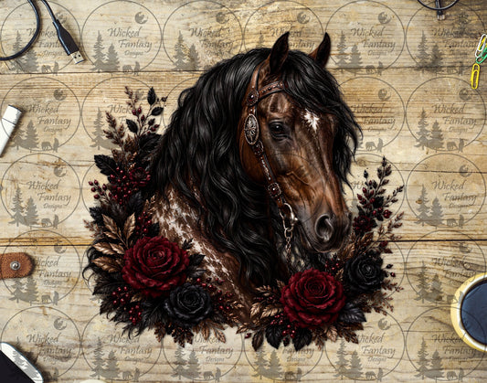 UVDTF Red and Black Bridled Horse